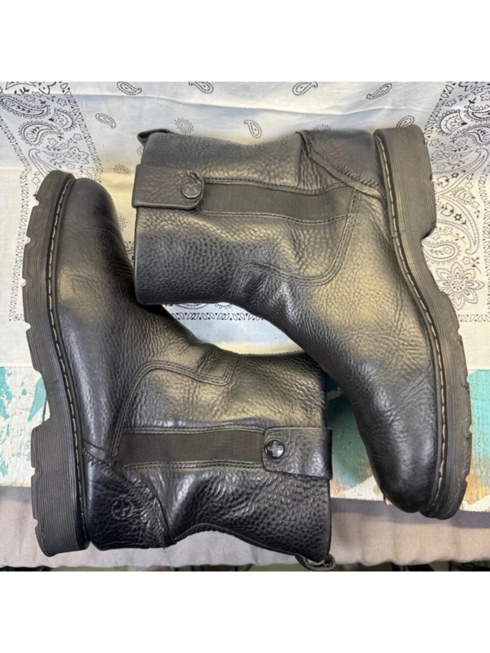 VTG Dr Martens Indiana Men's Size 11 Black Leather Pull On Biker Boots